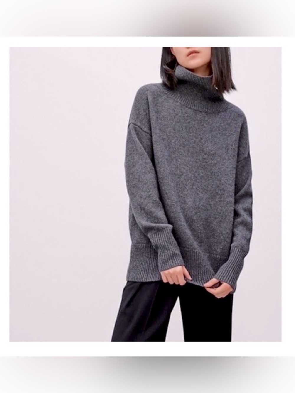 Aritzia Babaton Nicolas Grey Nicolas Cashmere Wool Turtleneck Sweater Size XS